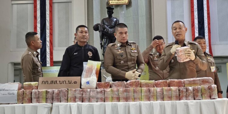 สืบสวนนครบาล 1 ยึดยาเสพติดล็อตใหญ่ เครือข่ายภาคเหนือ พร้อมของกลางไอซ์ กว่า 100 กิโลกรัม