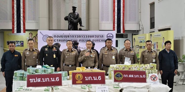 สืบสวนนครบาล 6 ทลายแหล่งพักยารายใหญ่ ย่านกำแพงแสนได้ยาเสพติดกว่า 1.4 ตัน และ ยาบ้า 1 ล้านเม็ด