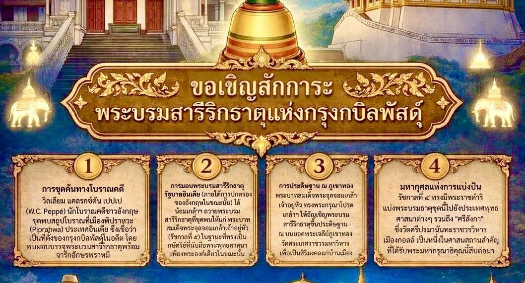 สระบุรีประกาศหน้าประวัติศาสตร์! 140 ปีแห่งการรอคอย พระบรมสารีริกธาตุกลับสู่แผ่นดินไทยครั้งยิ่งใหญ่
